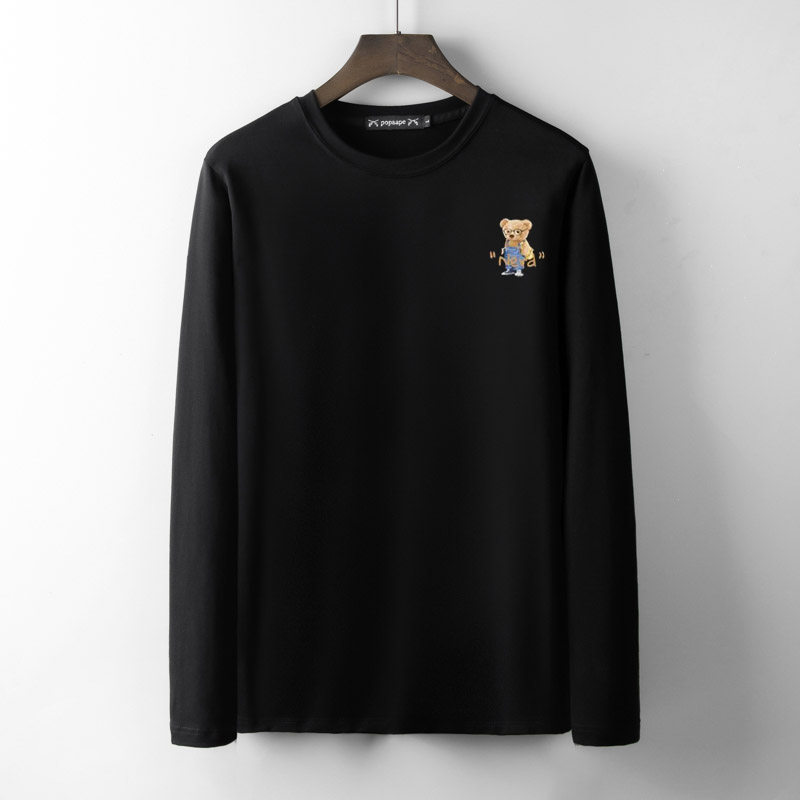 香港正品潮牌秋冬眼镜小熊休闲打底衫男女装纯棉加绒大码长袖T恤