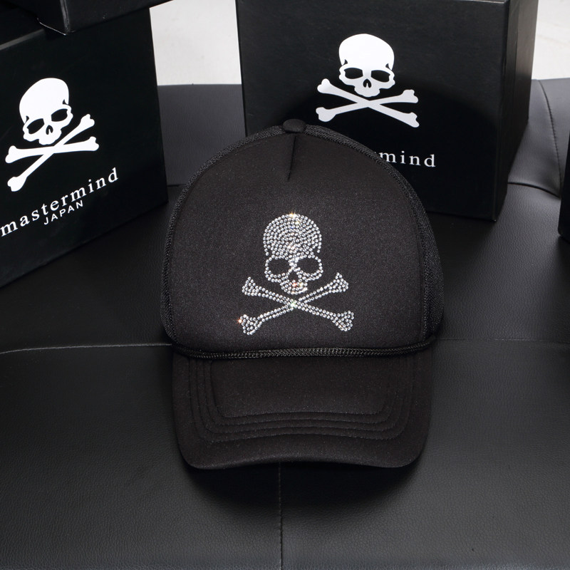 香港正品 欧美夏潮牌 骷髅头闪钻烫钻太阳帽男女款鸭舌帽子棒球帽