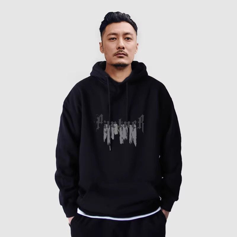 香港正品潮牌秋冬涂鸦大字母上衣男女款加绒大码休闲连帽卫衣外套