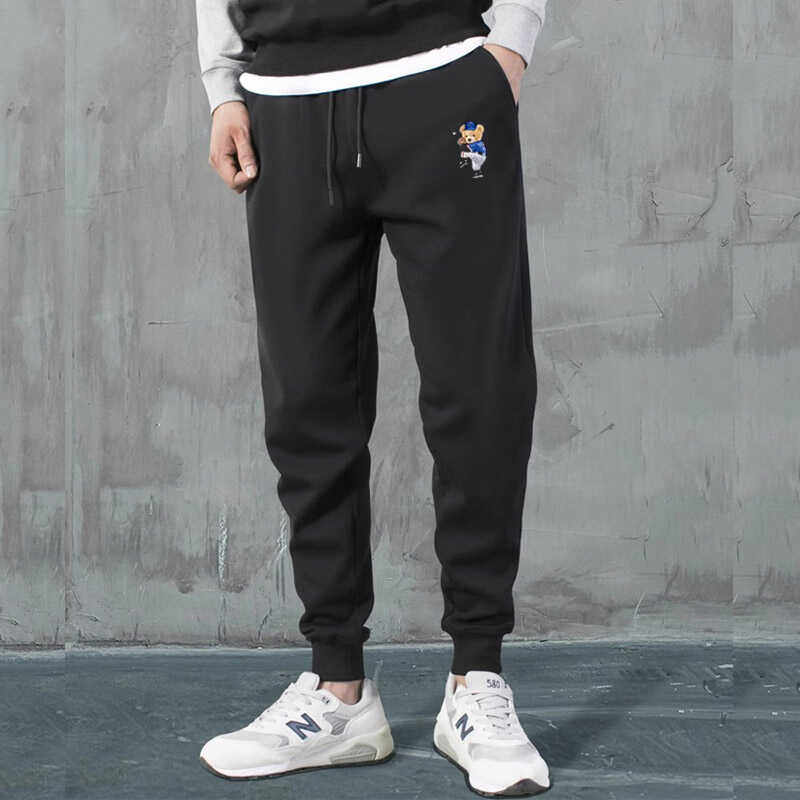 香港正品潮牌夏季棒球小熊束脚裤男女纯棉长裤休闲裤薄款小脚卫裤