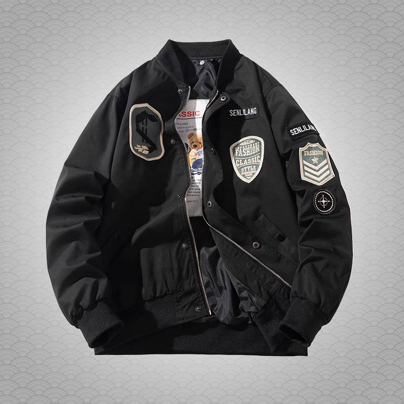 popaape可脱卸帽秋冬夹克棒球服
