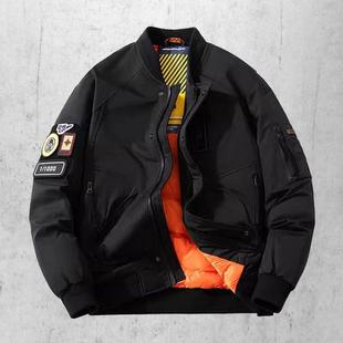 香港正品潮牌工装魔术贴飞行棒球服休闲男女款加厚羽绒服夹克外套