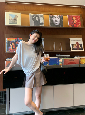 喂狗小面包UneMiette Chic韩女半身裙 女夏季高级感a字捏褶裙子