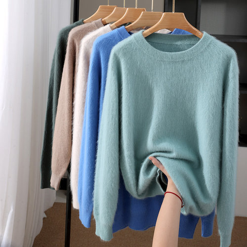 山羊绒衫软糯 秋冬新款男士圆领毛衣加厚宽松大码打底针织衫