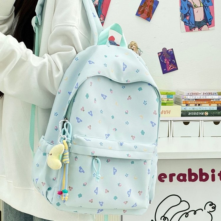 2025冬季新款双肩背包2025年冬季单包尼龙加月亮绳子挂件拉链