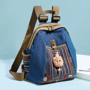 休闲双肩包时尚百搭女旅游轻便大容量背包多功能牛津布背包妈咪包