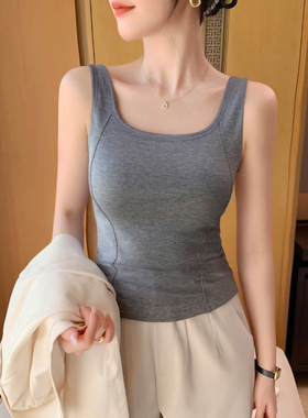 灰色鱼骨吊带背心女美背春夏新款内搭遮副乳显瘦外穿露背打底上衣