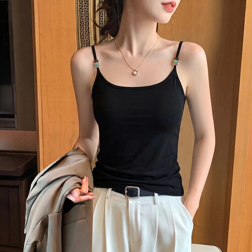 彩色串珠吊带背心女设计感小众