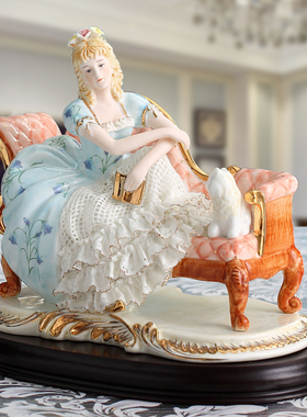 欧式陶瓷人物创意手工制作摆件精致家居饰品现代装修文艺艺术臻品