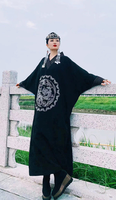 民族风长裙人丝人棉龙凤重工刺绣