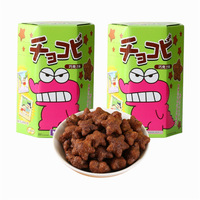 蜡笔小新饼干巧克力味玉米脆鳄鱼山先生联名儿童节泰国进口小零食