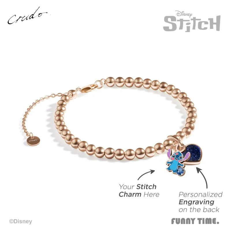 香港代购Crudo Leather史迪仔水晶纯银925情侣珠链迪士尼手链礼物