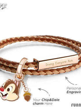 香港代购Crudo 奇奇蒂蒂编织皮手链贝母情侣手绳迪士尼手绳可刻字