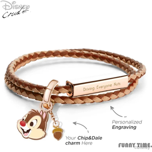 香港代购Crudo 奇奇蒂蒂编织皮手链贝母情侣手绳迪士尼手绳可刻字