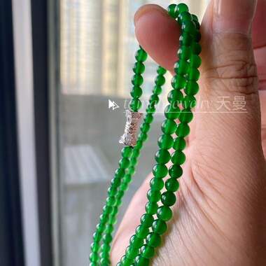 冰冰同款小米辣4MM绿玉髓满钻百搭锁骨链925银媲美辣绿翡翠