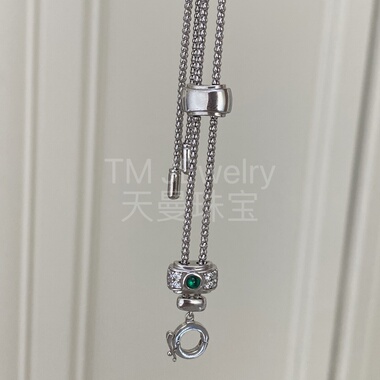 天曼｜意大利进口复古百搭925银抽拉灯笼项链｜70CM｜任意搭吊坠