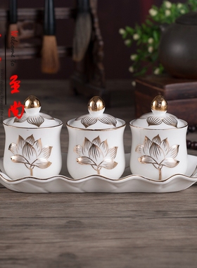 佛前陶瓷描金浮雕供水杯