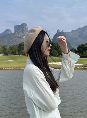 羊毛贝雷帽女秋冬新款韩版时尚百搭显脸小蓓蕾帽旅游拍摄造型帽