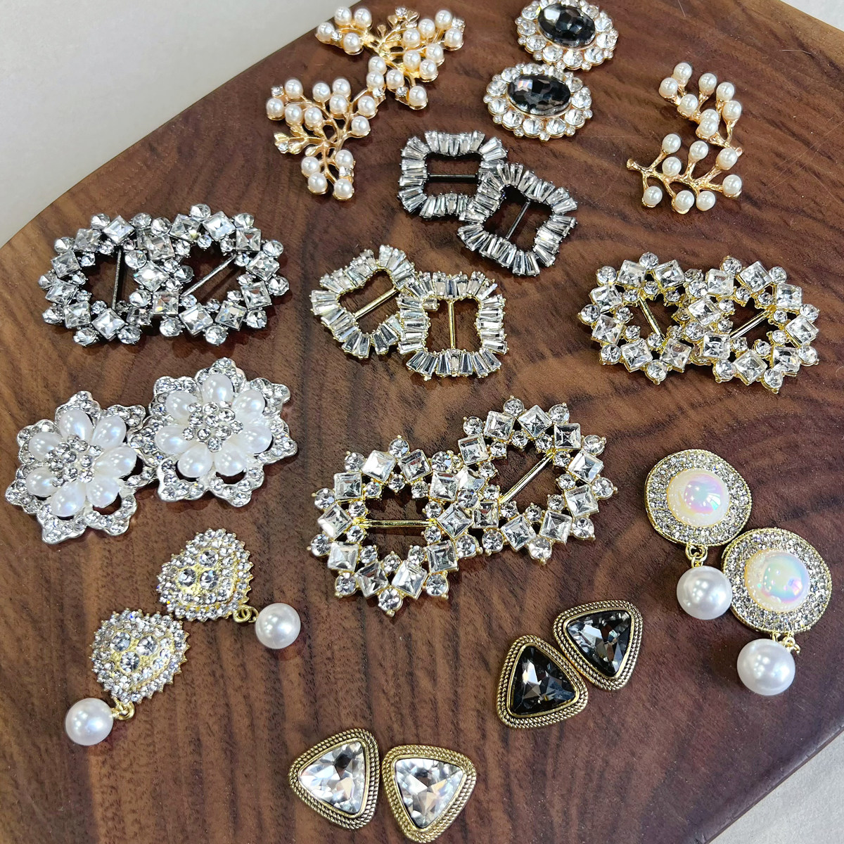 福2呆新款钻扣钻饰diy珠扣发饰发夹配件蝴蝶结手工材料缝纫辅料