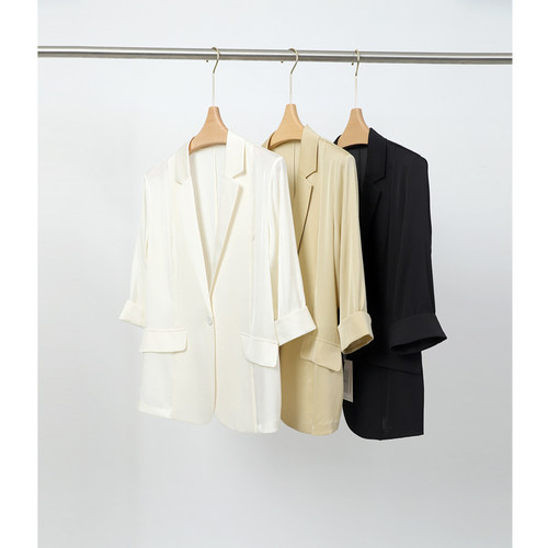 七分袖真丝桑蚕丝小西装外套夏