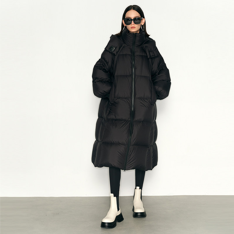 2025女士高端长款加厚鹅绒羽绒服