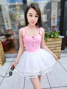 性感抹胸吊带蓬蓬欧根纱连衣裙高级感仙女礼服短款连衣裙
