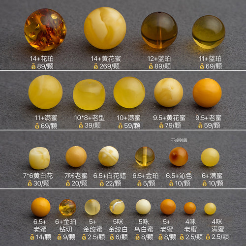 艺如继往蜜蜡散珠小手捻diy圆珠5mm单珠配珠隔珠天然小米珠老型