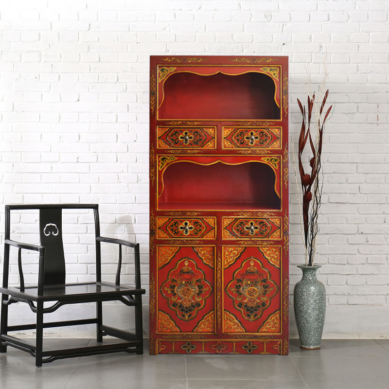 手绘藏式书柜佛经柜佛龛柜可定制衣柜鞋柜多宝阁中式仿古家具立柜