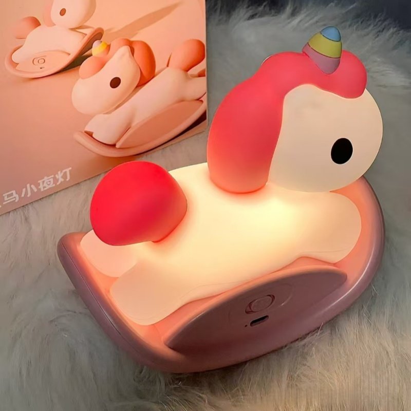 彩虹摇摇木马可爱小夜灯拍拍灯卧室床头睡眠女孩儿童生日礼物台灯,家装灯饰光源,小夜灯,淘宝优惠券,粉丝福利购,淘宝优惠卷