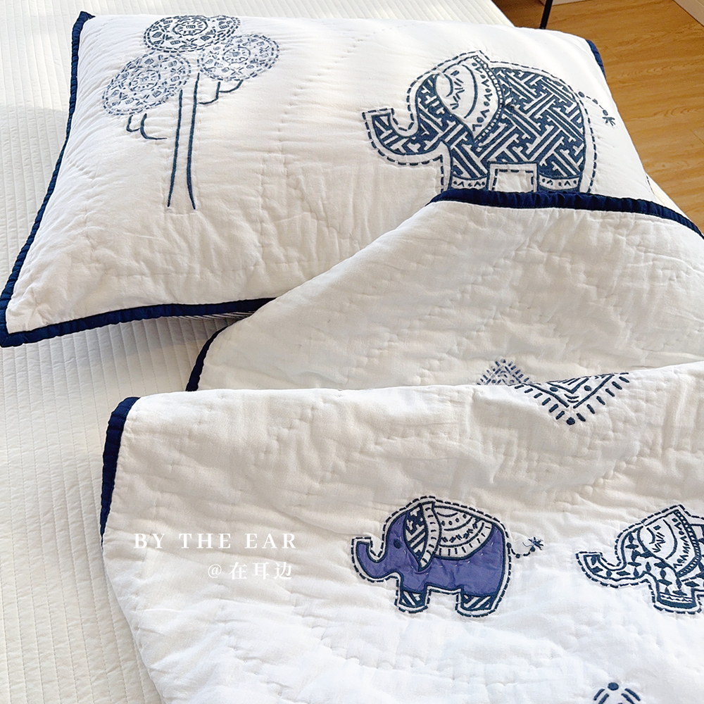 象影漫绘重工刺绣手工绗缝被