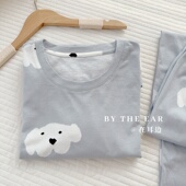 七分袖 套装 柔软长袖 卡通云朵狗｜睡衣女夏天宽松短袖 长裤 秋家居服