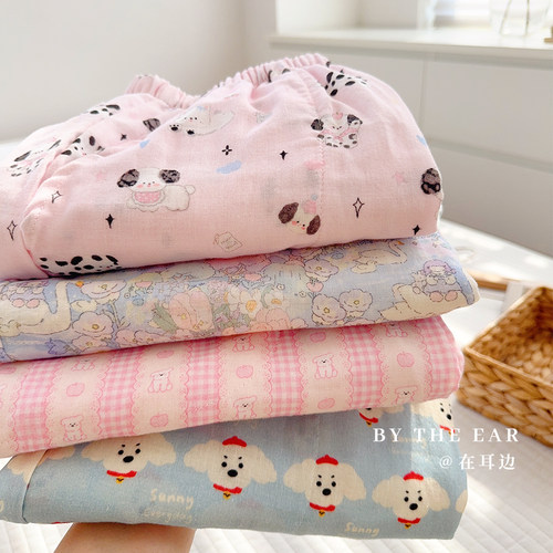 全棉双层纱卡通可爱家居裤