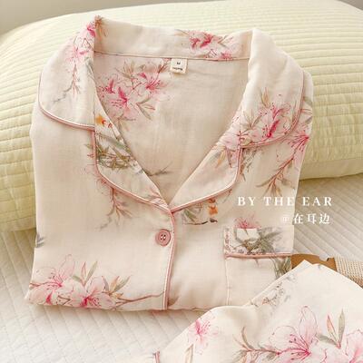 桃花诺竹棉纱布柔软家居服