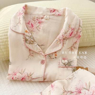 桃花诺竹棉纱布柔软家居服