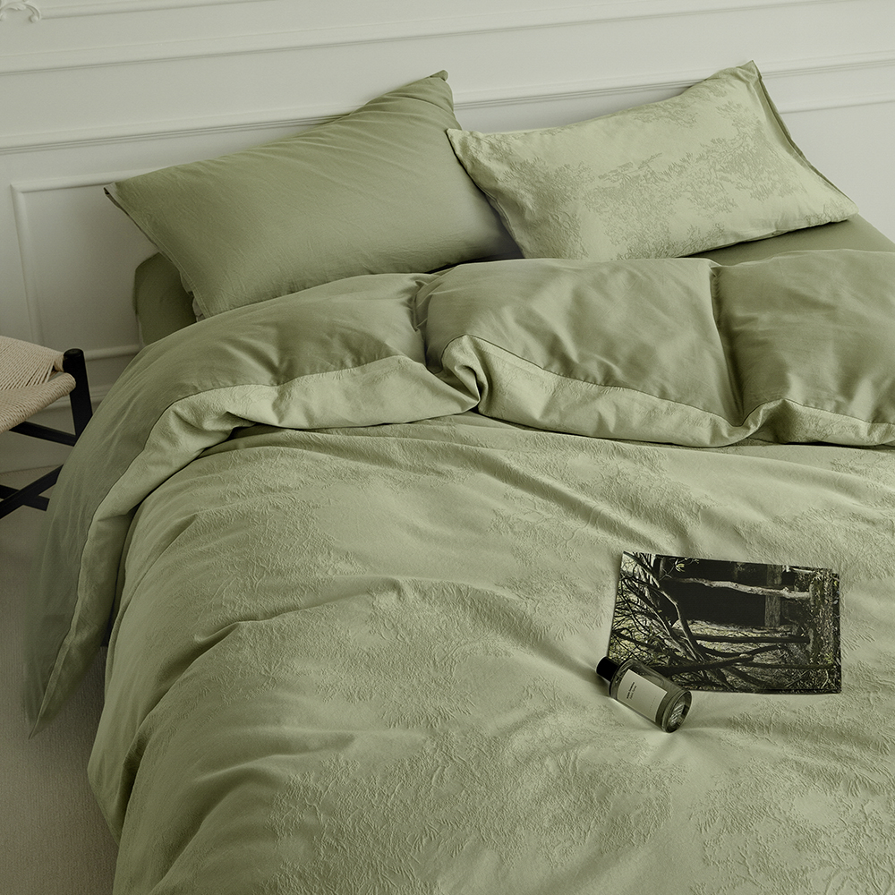 森系轻奢风全棉厚织大提花60支四件套纯棉透气双人被套床上用品