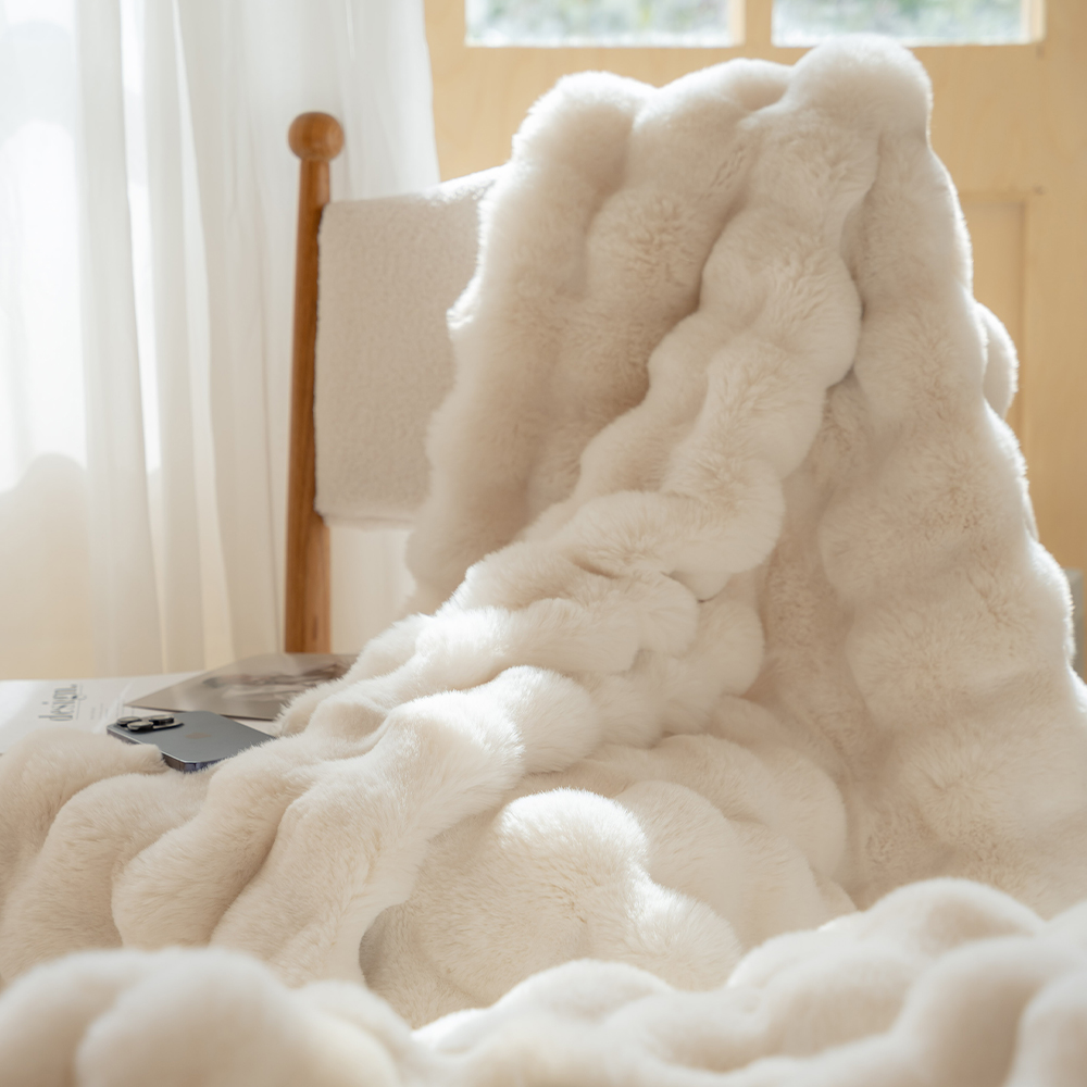 兔毛绒保暖毛毯办公室午睡毯子