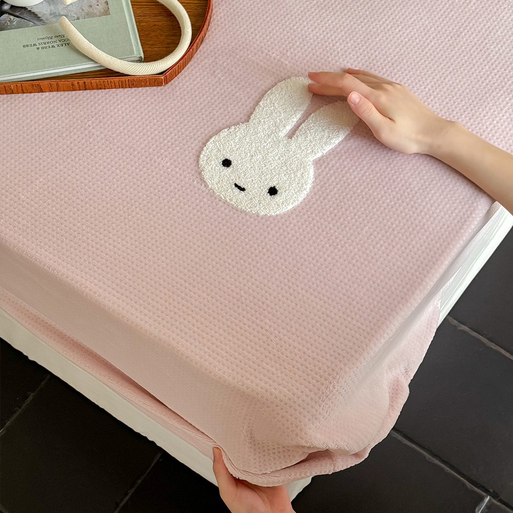 秋冬加厚保暖华夫格牛奶绒床笠