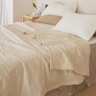 在耳边A类棉麻棉花夏凉被简约复古可机洗空调被夏季 双人薄被子