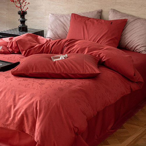 高端100支婚庆四件套红色喜庆