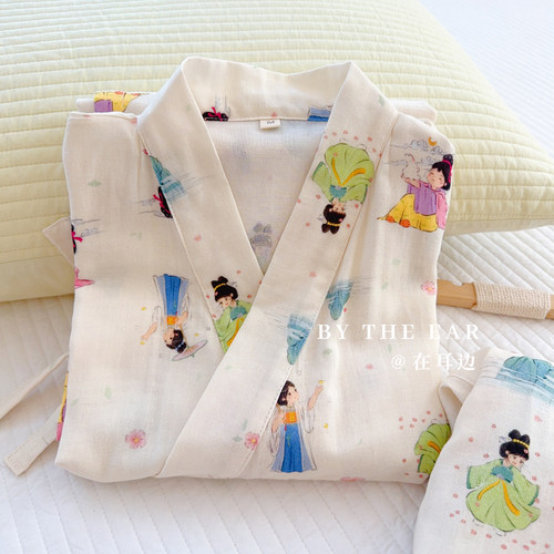 中式透气唐韵春秋季浅米色家居服