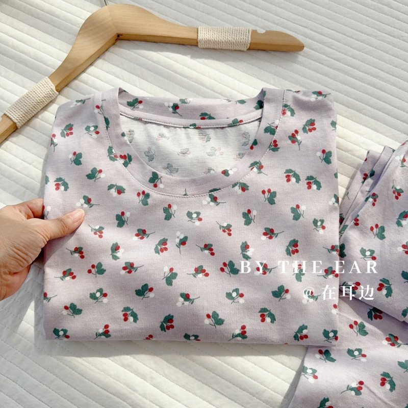 软糯紫色莓果全棉针织棉短袖七分裤A类女睡裙长袖长裤家居服套装,女士内衣/男士内衣/家居服,睡衣/家居服套装,淘宝优惠券,粉丝福利购,淘宝优惠卷