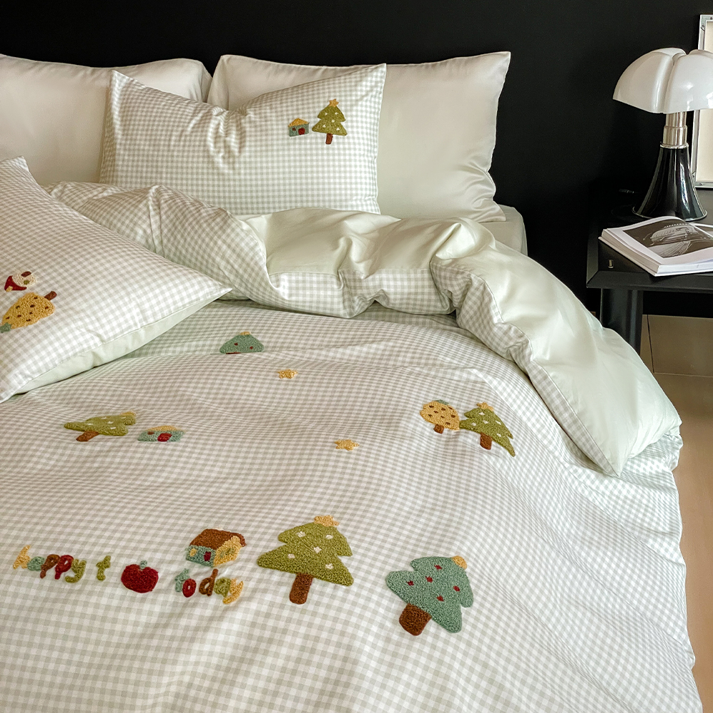 50s双股全棉卡通毛巾绣四件套