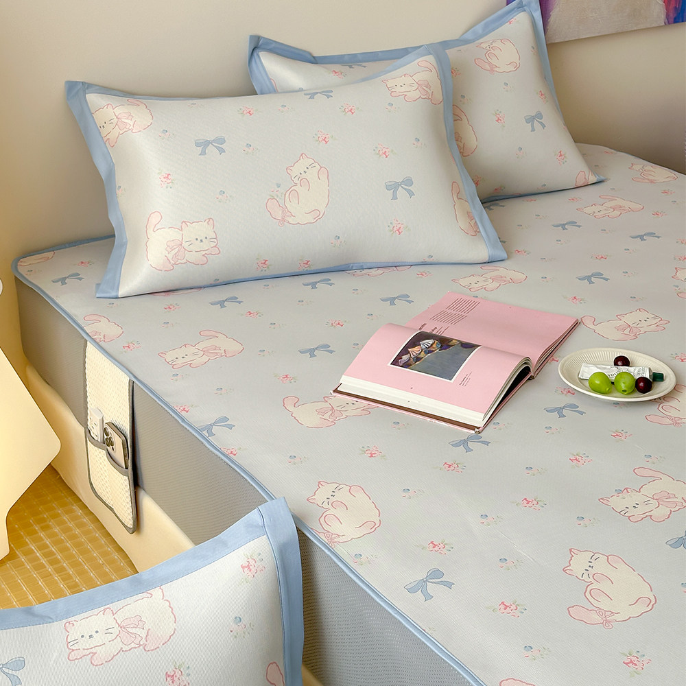 夏季A类卡通凉感冰藤凉席三件套可水洗空调席床笠款双人冰丝软席,床上用品,冰丝席,淘宝优惠券,粉丝福利购,淘宝优惠卷