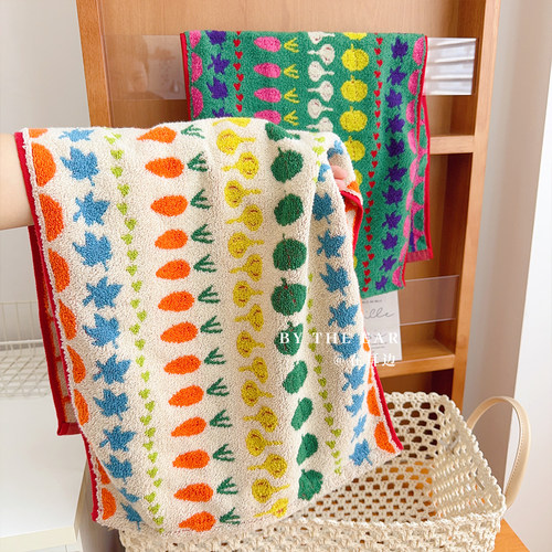 复古蔬菜水果毛巾纯棉加厚柔软