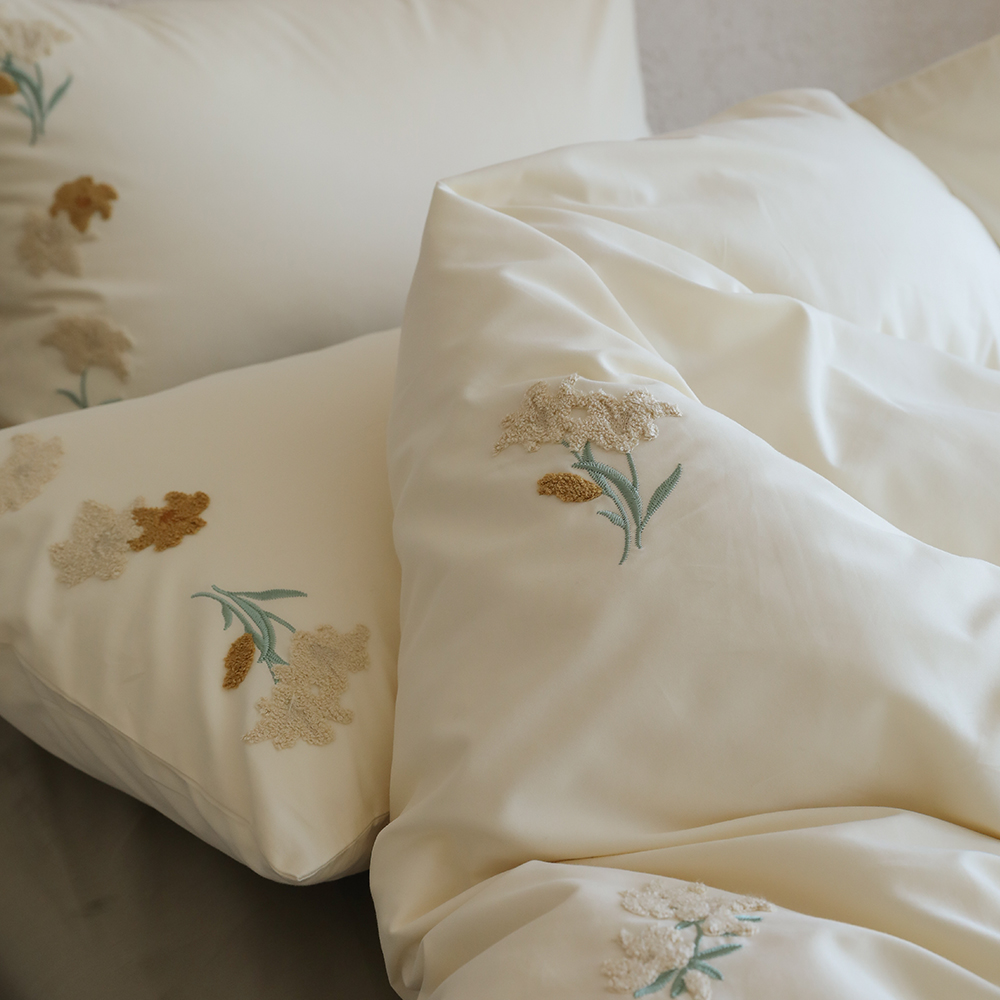 少女心文艺范绣花全棉磨毛毛巾绣四件套秋冬保暖床单被套床上用品