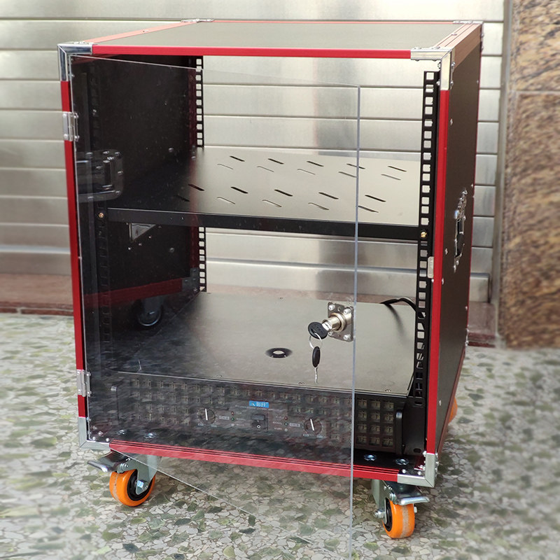 专业12U机柜有机玻璃门功放音响调音台架10U16u广场航空机箱