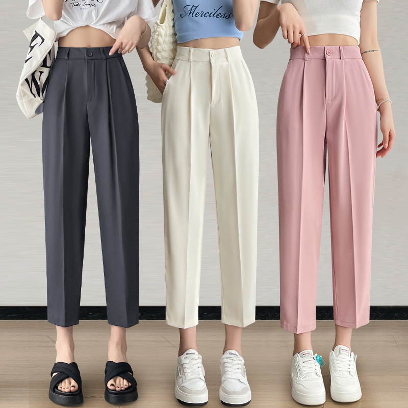 高腰哈伦橙蓓八分小个子休闲