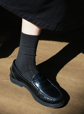 JOANLAND超柔绵羊毛纯色中筒袜秋冬新品保暖丝光羊毛无骨精品女袜