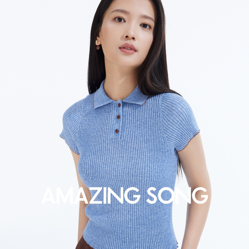 AmazingSong撞色polo领针织T恤