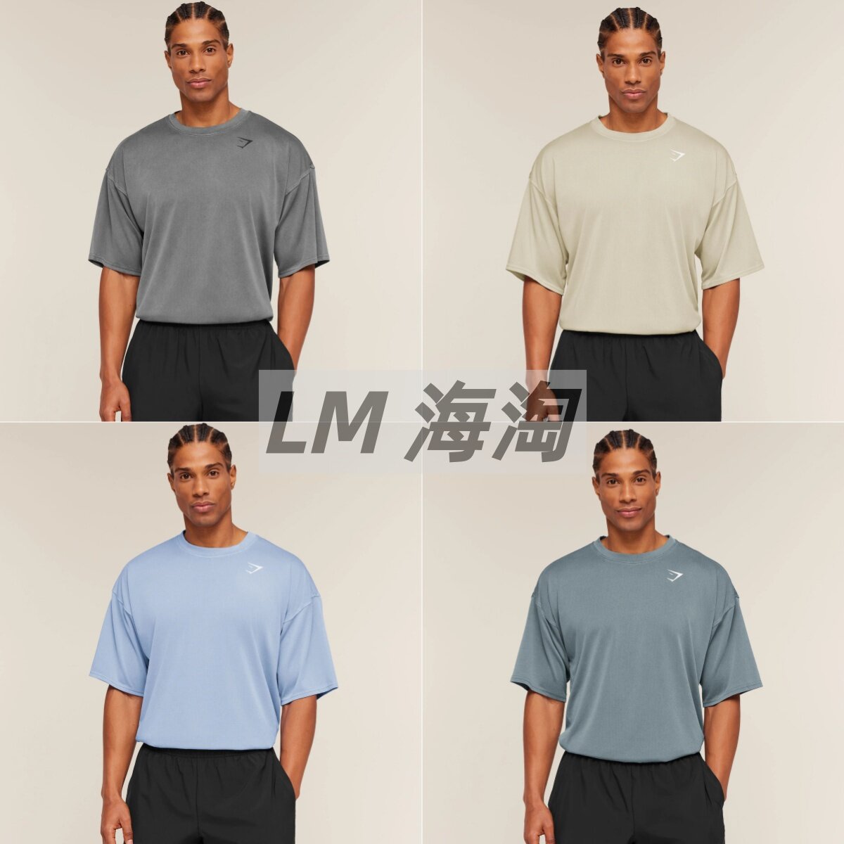 正品代购GYMSHARK Washed Pastels健身男透气速干宽松运动短袖T恤